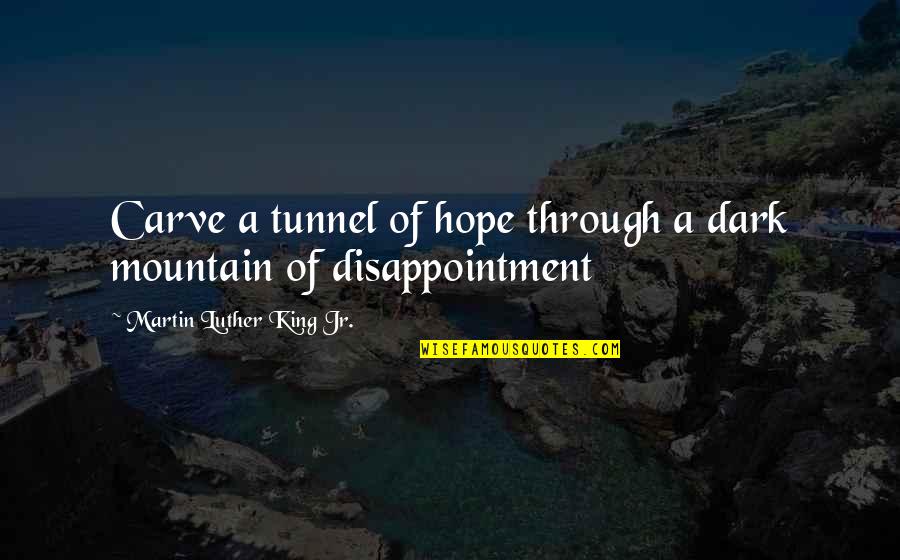 Disappointment And Hope Quotes By Martin Luther King Jr.: Carve a tunnel of hope through a dark