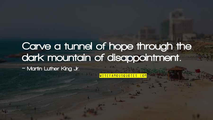 Disappointment And Hope Quotes By Martin Luther King Jr.: Carve a tunnel of hope through the dark