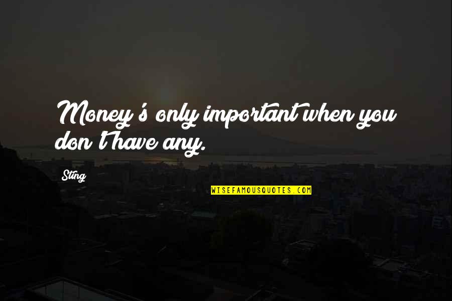 Disaster And Hope Quotes By Sting: Money's only important when you don't have any.