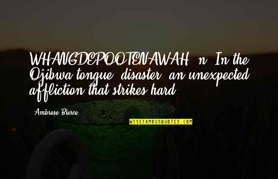 Disaster Quotes By Ambrose Bierce: WHANGDEPOOTENAWAH, n. In the Ojibwa tongue, disaster; an