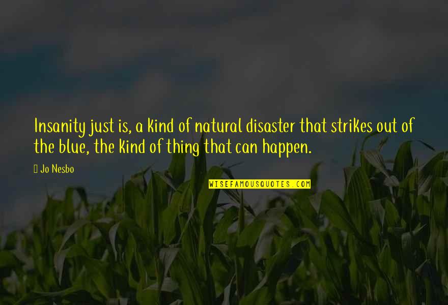 Disaster Quotes By Jo Nesbo: Insanity just is, a kind of natural disaster