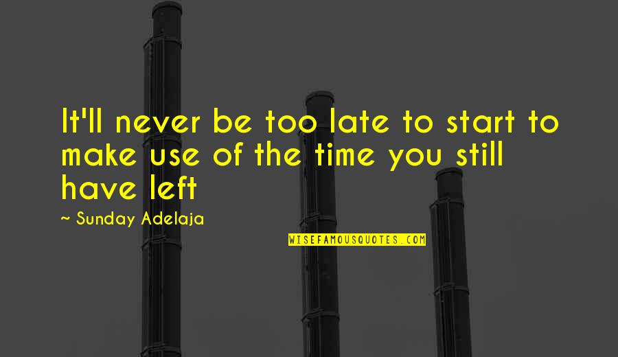Disburse Quotes By Sunday Adelaja: It'll never be too late to start to