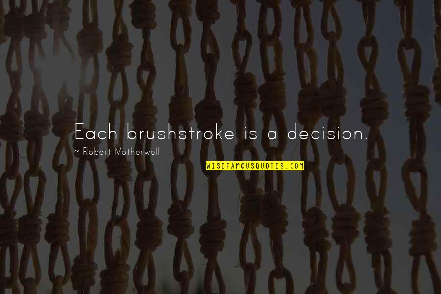 Disbursing Camp Quotes By Robert Motherwell: Each brushstroke is a decision.