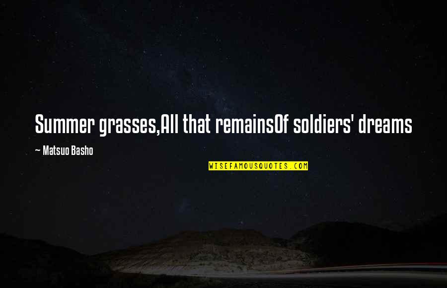 Discernment Christian Quotes By Matsuo Basho: Summer grasses,All that remainsOf soldiers' dreams