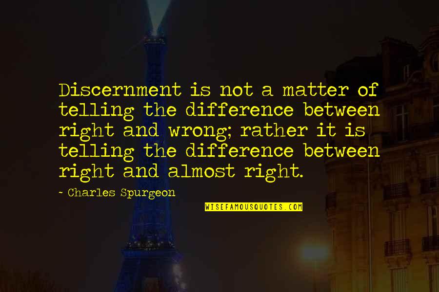 Discernment Quotes By Charles Spurgeon: Discernment is not a matter of telling the Discernment Quotes By Charles Spurgeon: Discernment is not a matter of telling the