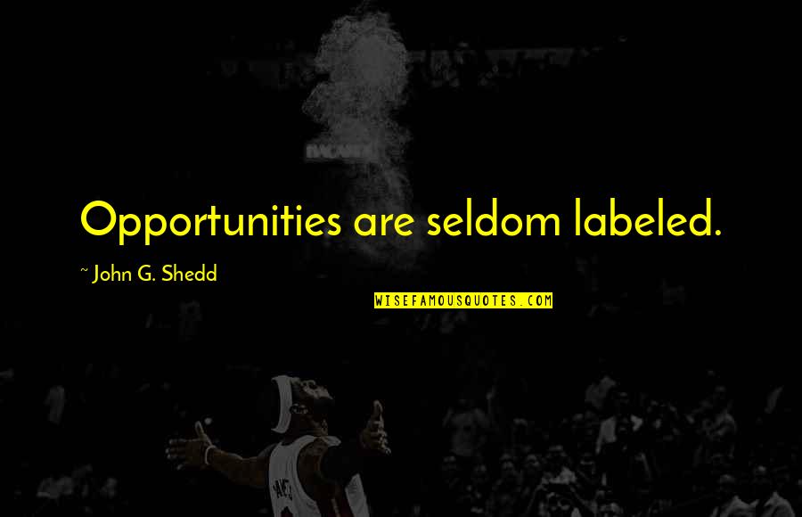 Discernment Quotes By John G. Shedd: Opportunities are seldom labeled.