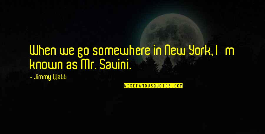 Discesserat Quotes By Jimmy Webb: When we go somewhere in New York, I'm