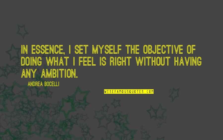 Discharging Quotes By Andrea Bocelli: In essence, I set myself the objective of Discharging Quotes By Andrea Bocelli: In essence, I set myself the objective of