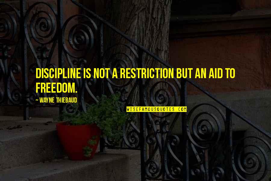 Discipline And Freedom Quotes By Wayne Thiebaud: Discipline is not a restriction but an aid