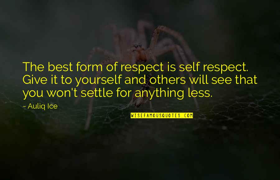 Discipline And Respect Quotes By Auliq Ice: The best form of respect is self respect.