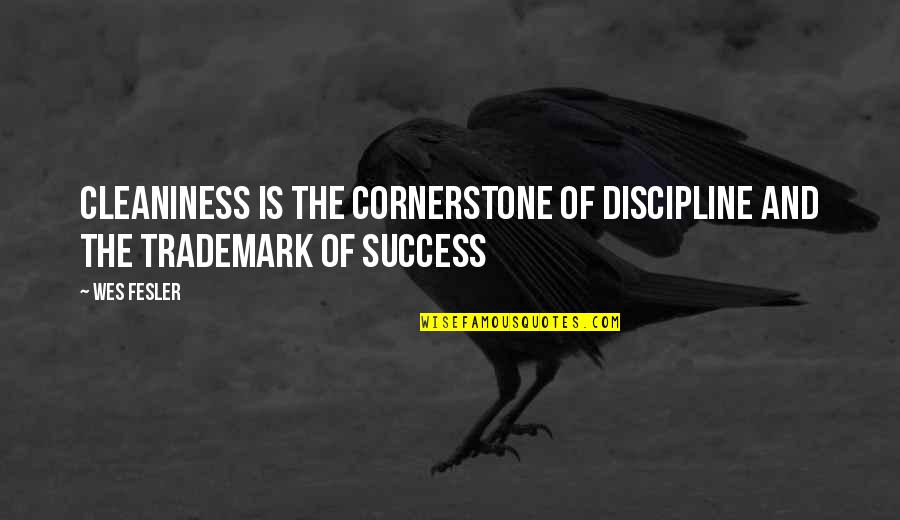 Discipline And Success Quotes By Wes Fesler: Cleaniness is the cornerstone of discipline and the