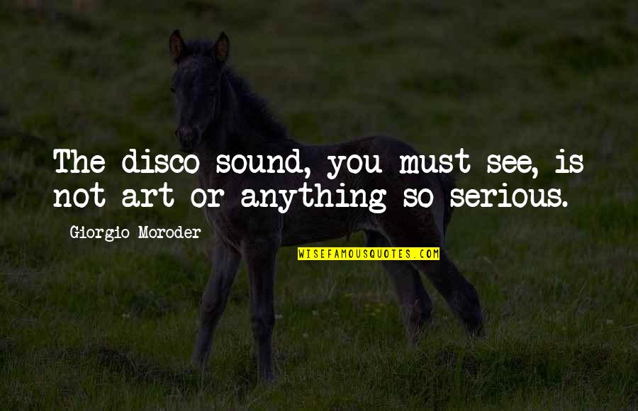 Disco Quotes By Giorgio Moroder: The disco sound, you must see, is not