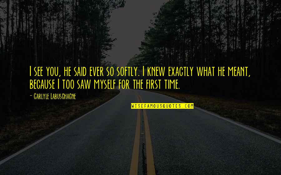 Discouragemnets Quotes By Carlyle Labuschagne: I see you, he said ever so softly. Discouragemnets Quotes By Carlyle Labuschagne: I see you, he said ever so softly.