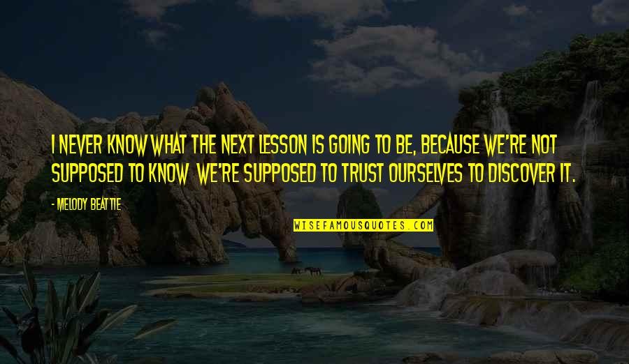 Discover It Quotes By Melody Beattie: I never know what the next lesson is