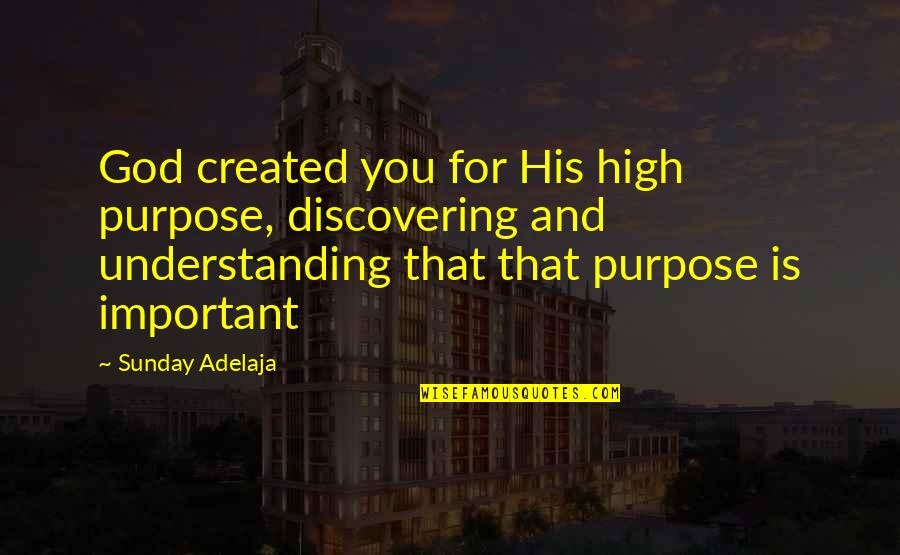 Discovering God Quotes By Sunday Adelaja: God created you for His high purpose, discovering