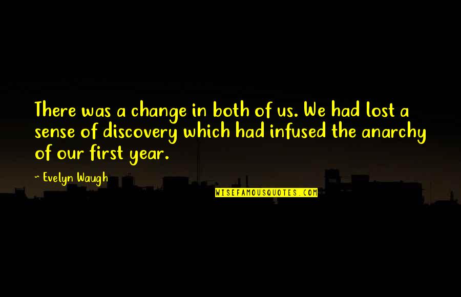 Discovery And Change Quotes By Evelyn Waugh: There was a change in both of us.