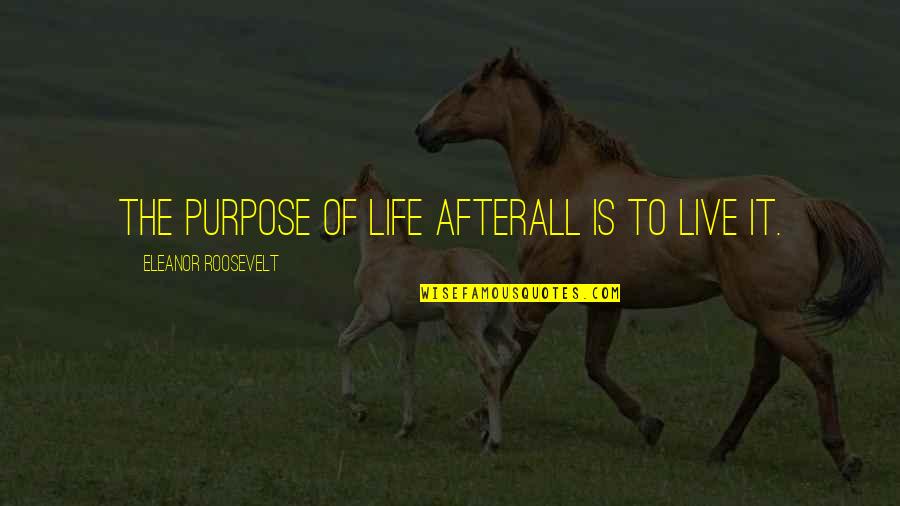 Discovery Health Medical Aid Quotes By Eleanor Roosevelt: The purpose of life afterall is to live