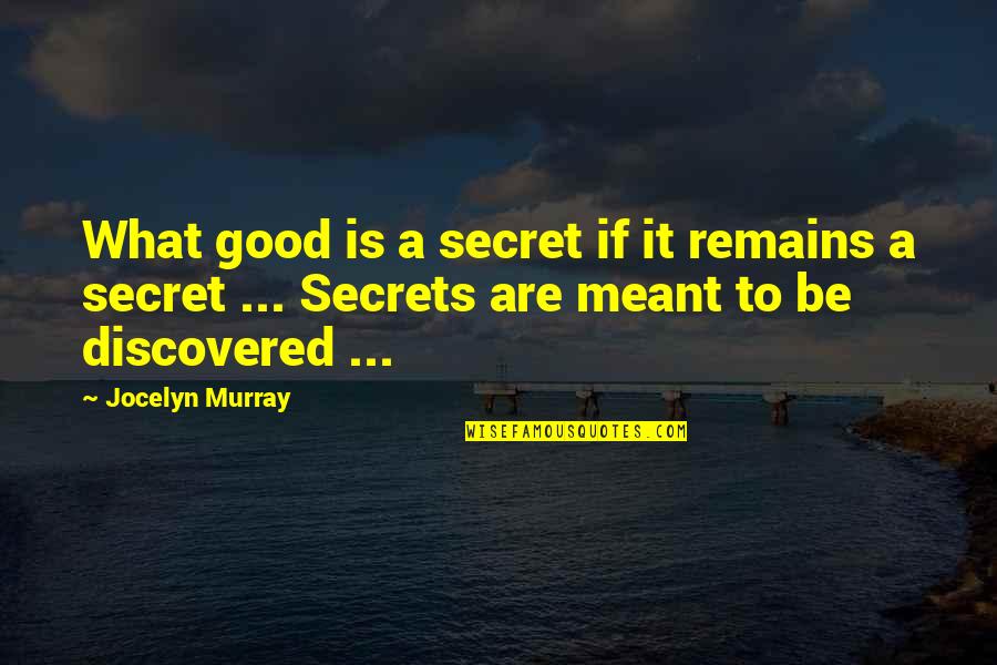 Discovery Quotes By Jocelyn Murray: What good is a secret if it remains