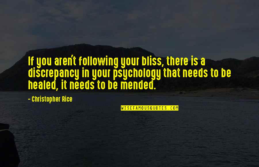 Discrepancy Quotes By Christopher Rice: If you aren't following your bliss, there is