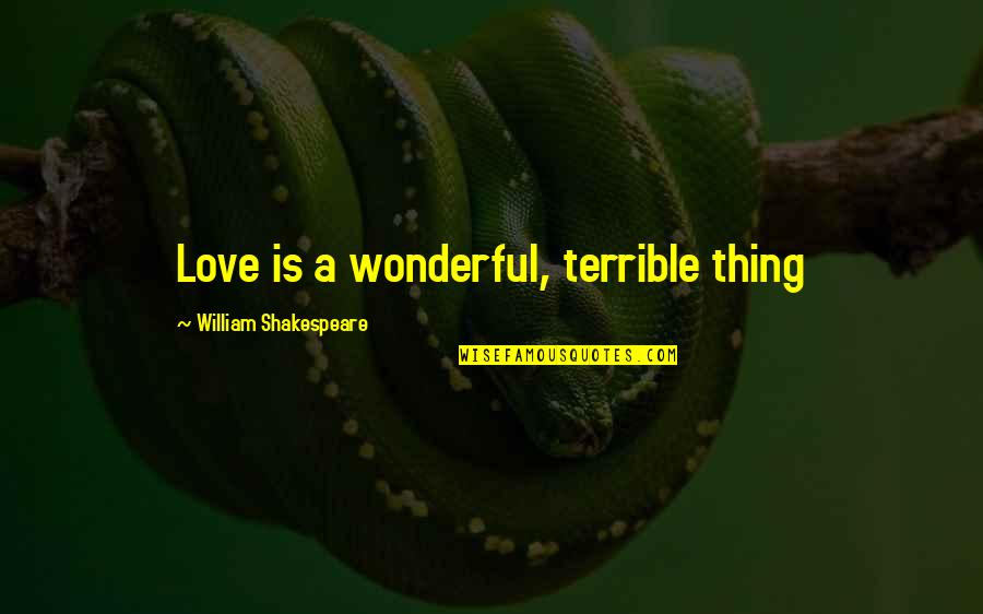 Disear Quotes By William Shakespeare: Love is a wonderful, terrible thing Disear Quotes By William Shakespeare: Love is a wonderful, terrible thing
