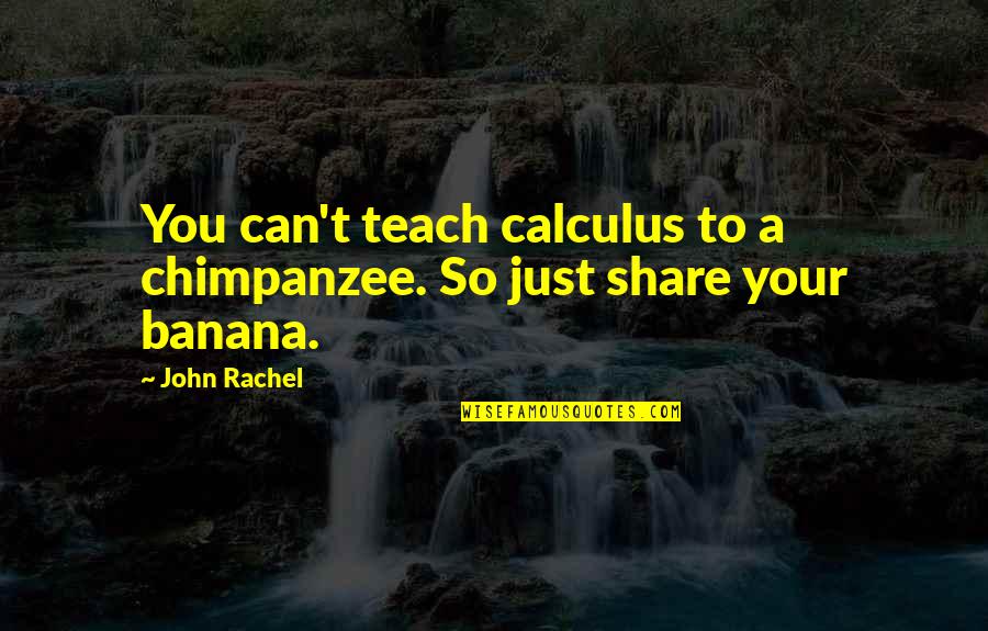 Disease Can Quotes By John Rachel: You can't teach calculus to a chimpanzee. So