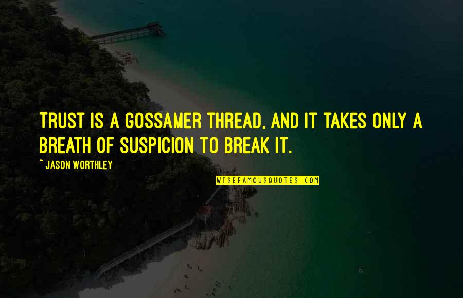 Diseases Are Caused Quotes By Jason Worthley: Trust is a gossamer thread, and it takes