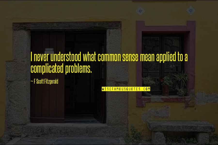 Disentangled Quotes By F Scott Fitzgerald: I never understood what common sense mean applied