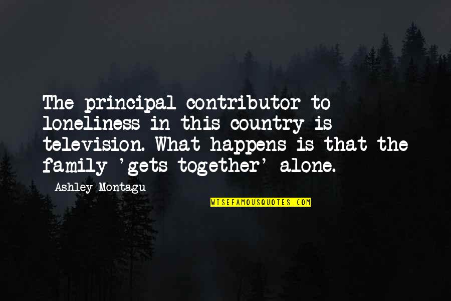 Disequilibrating Quotes By Ashley Montagu: The principal contributor to loneliness in this country