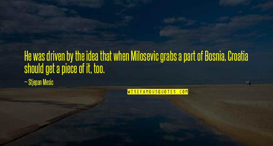 Disequilibrium Icd Quotes By Stjepan Mesic: He was driven by the idea that when Disequilibrium Icd Quotes By Stjepan Mesic: He was driven by the idea that when