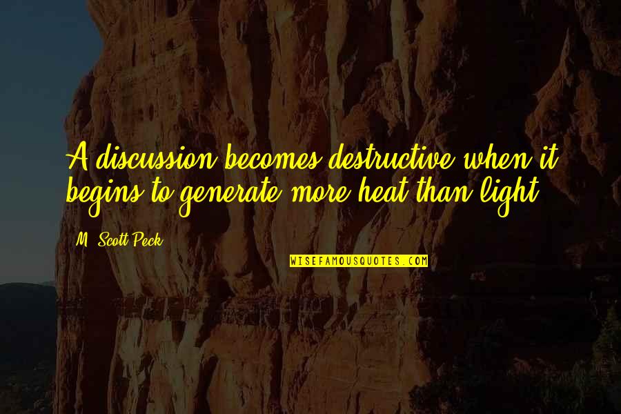 Disfavored Quotes By M. Scott Peck: A discussion becomes destructive when it begins to