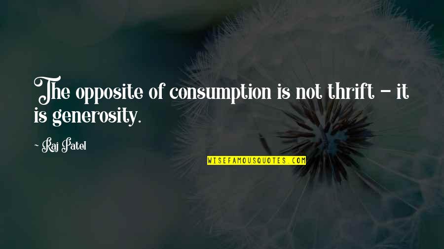 Disgraceful Person Quotes By Raj Patel: The opposite of consumption is not thrift -