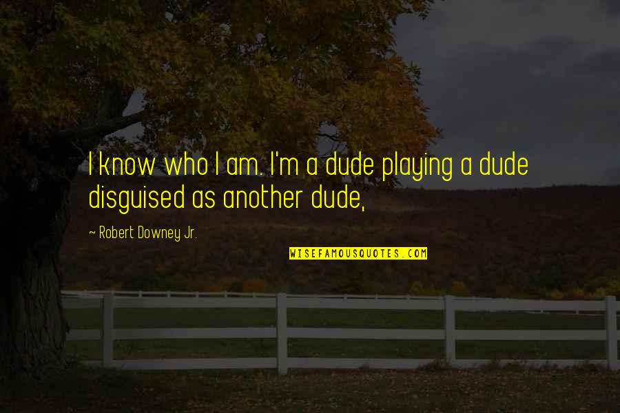 Disguised Quotes By Robert Downey Jr.: I know who I am. I'm a dude