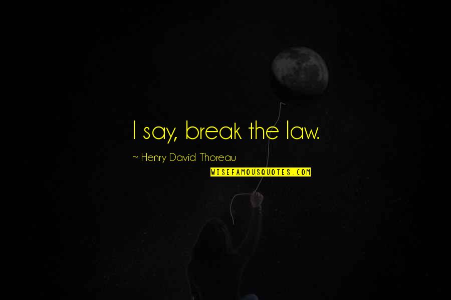 Disharmonious Society Quotes By Henry David Thoreau: I say, break the law.