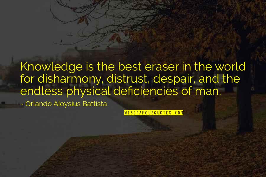 Disharmony Quotes By Orlando Aloysius Battista: Knowledge is the best eraser in the world