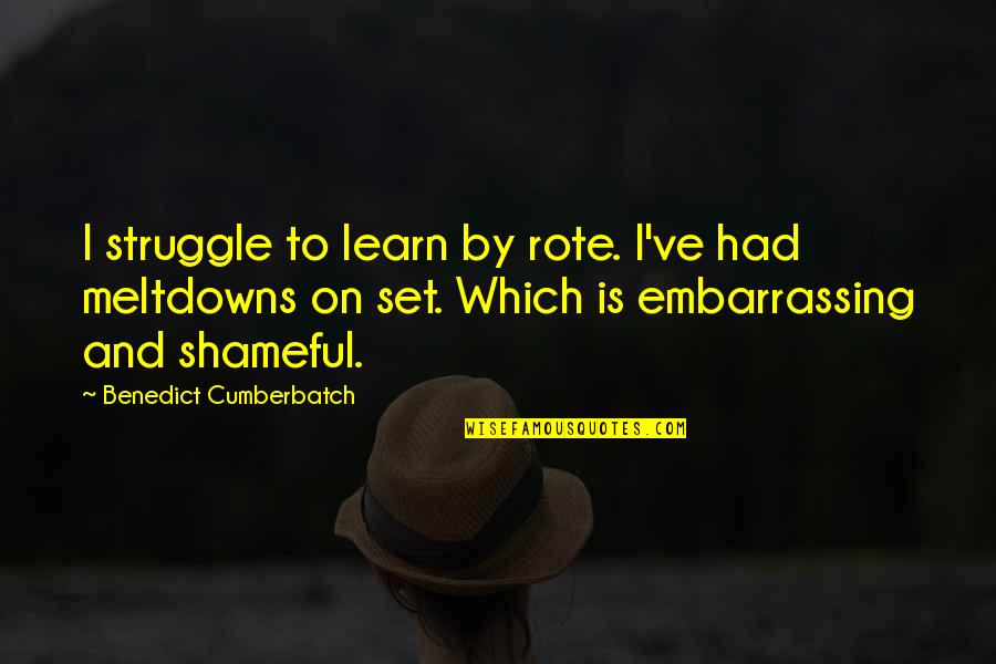 Dishcloths With Scrubber Quotes By Benedict Cumberbatch: I struggle to learn by rote. I've had