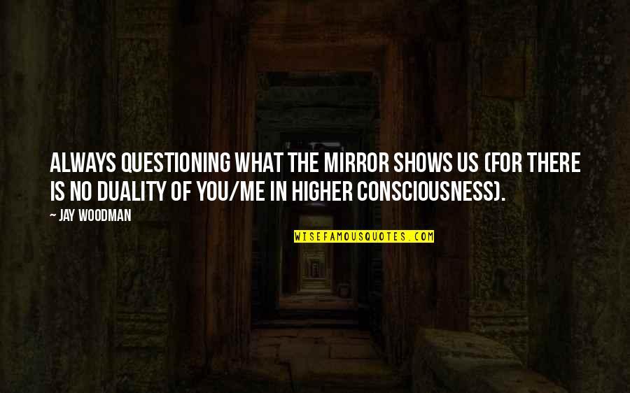 Disheartened Quotes Quotes By Jay Woodman: Always questioning what the mirror shows us (for