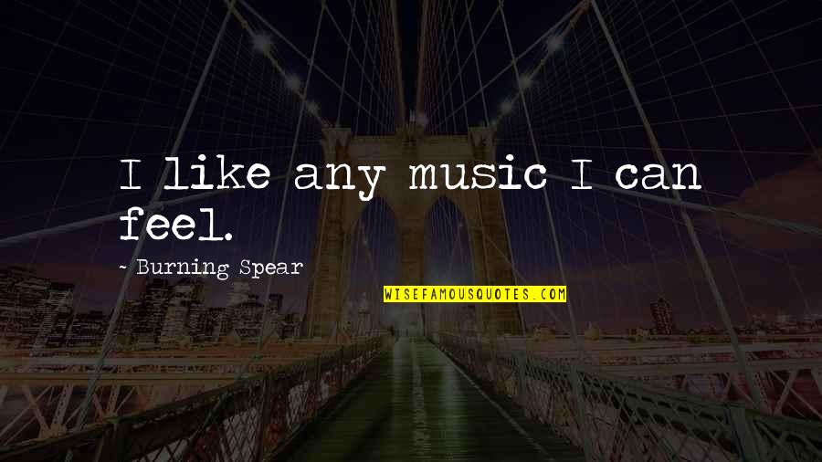 Dishevelment Sentence Quotes By Burning Spear: I like any music I can feel.