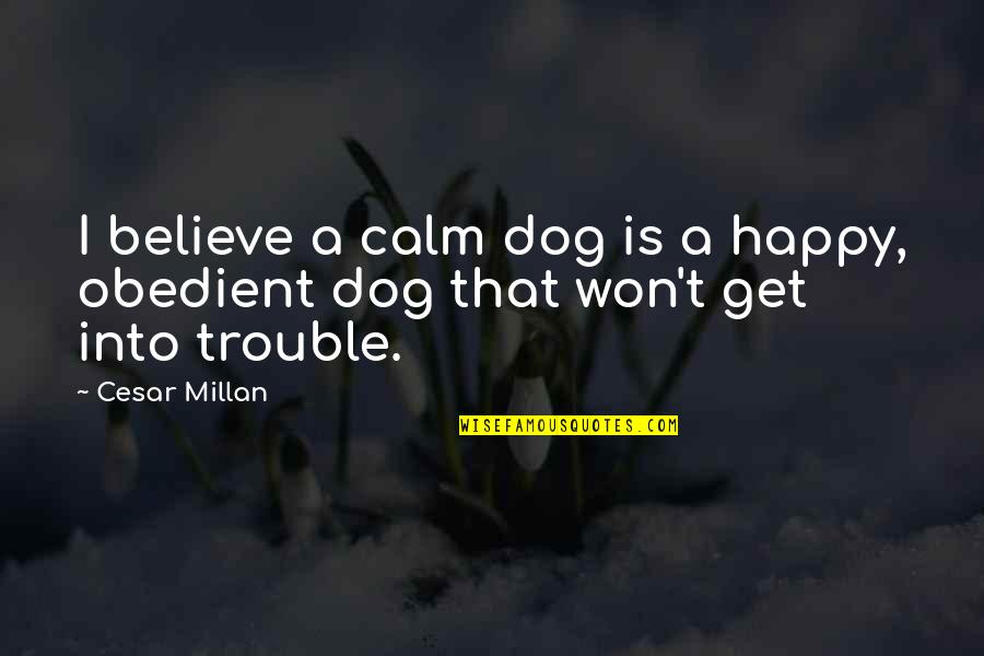 Dishonored Brigmore Witches Quotes By Cesar Millan: I believe a calm dog is a happy,