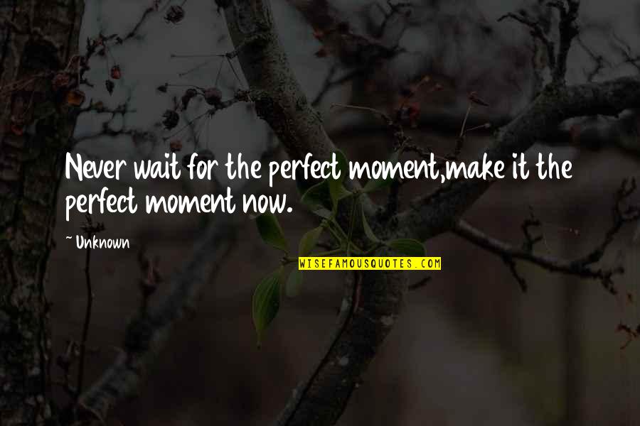Disidentification Exercise Quotes By Unknown: Never wait for the perfect moment,make it the