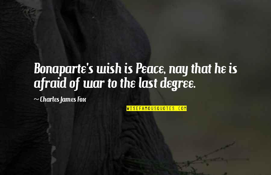 Diskworld Quotes By Charles James Fox: Bonaparte's wish is Peace, nay that he is