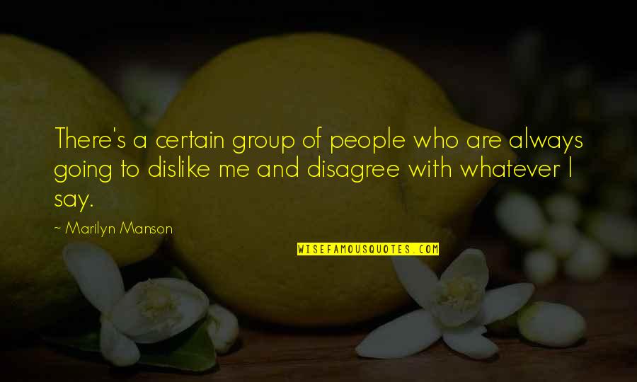 Dislike Me Quotes By Marilyn Manson: There's a certain group of people who are Dislike Me Quotes By Marilyn Manson: There's a certain group of people who are