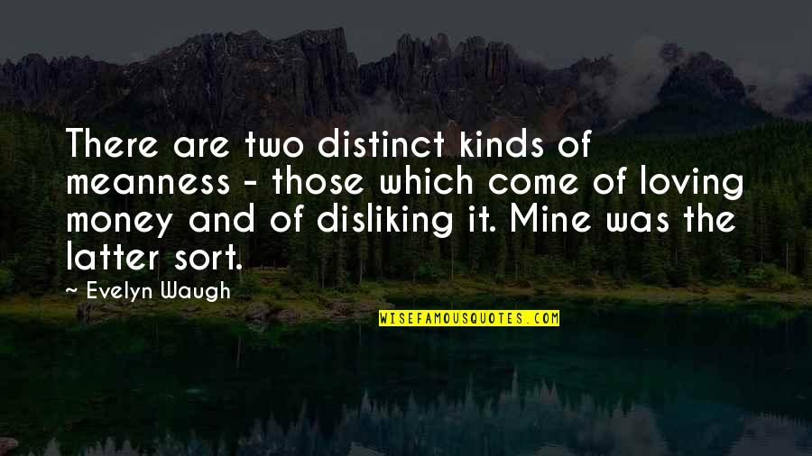 Disliking Quotes By Evelyn Waugh: There are two distinct kinds of meanness -