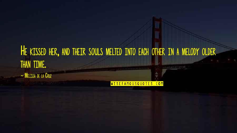 Dispatched Synonym Quotes By Melissa De La Cruz: He kissed her, and their souls melted into