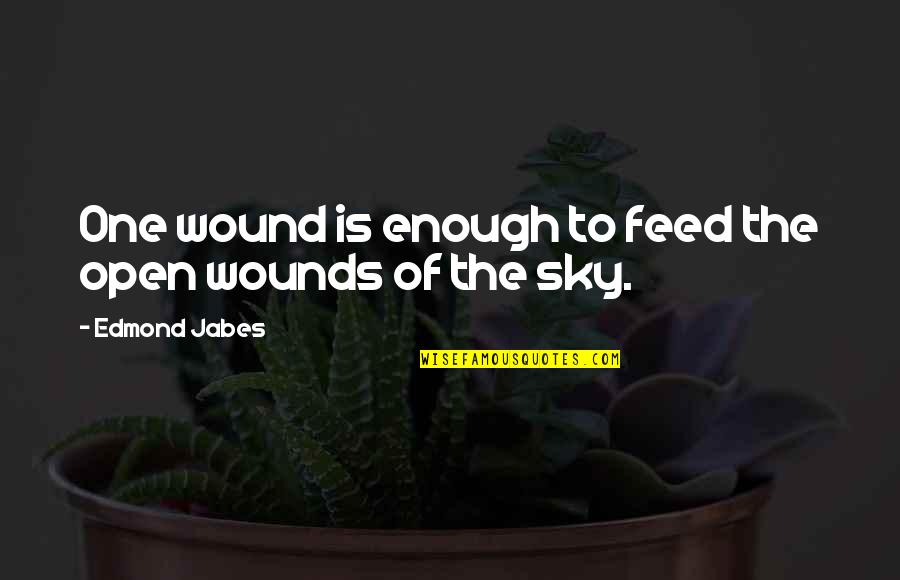 Dispels Def Quotes By Edmond Jabes: One wound is enough to feed the open Dispels Def Quotes By Edmond Jabes: One wound is enough to feed the open
