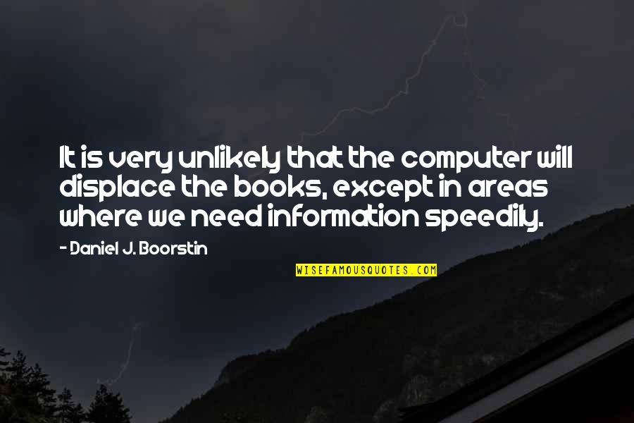 Displace Quotes By Daniel J. Boorstin: It is very unlikely that the computer will
