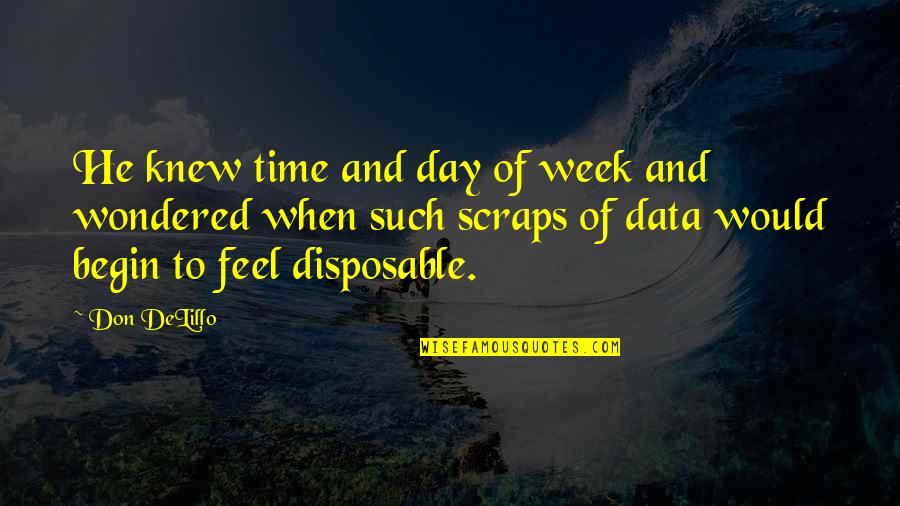 Disposable Quotes By Don DeLillo: He knew time and day of week and