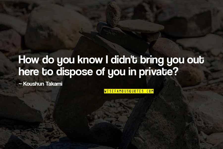 Dispose Quotes By Koushun Takami: How do you know I didn't bring you