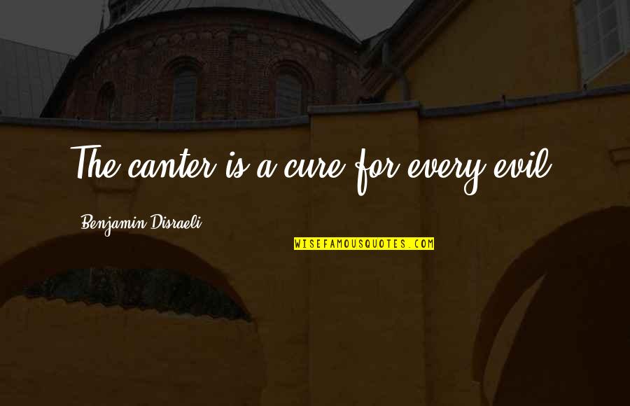 Disraeli Quotes By Benjamin Disraeli: The canter is a cure for every evil.