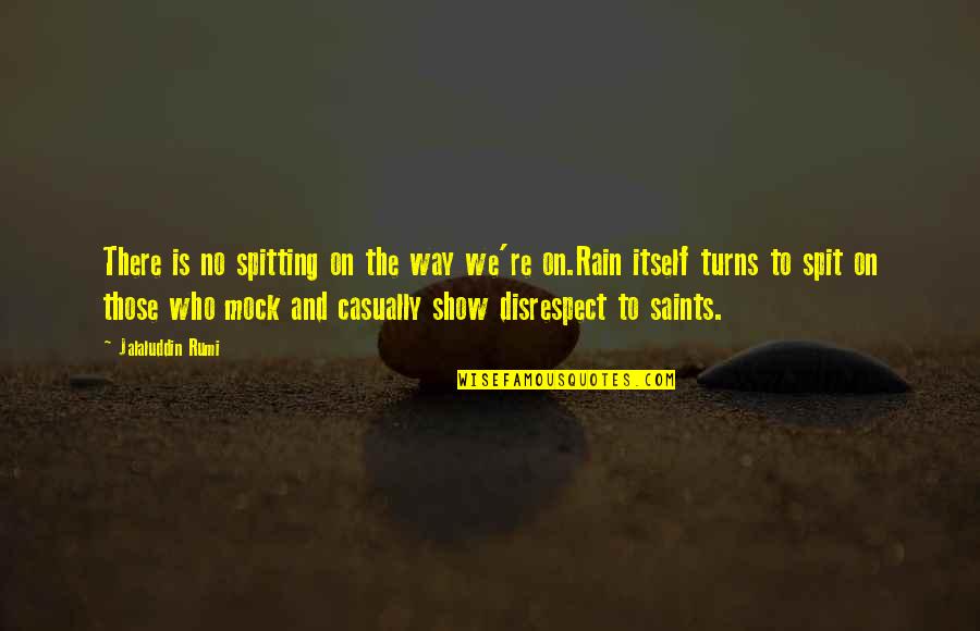 Disrespect Quotes By Jalaluddin Rumi: There is no spitting on the way we're