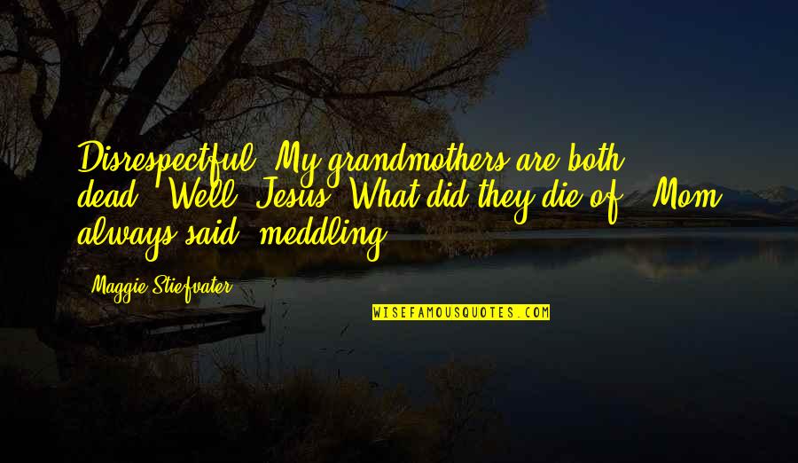 Disrespectful Quotes By Maggie Stiefvater: Disrespectful! My grandmothers are both dead.""Well, Jesus. What Disrespectful Quotes By Maggie Stiefvater: Disrespectful! My grandmothers are both dead.""Well, Jesus. What